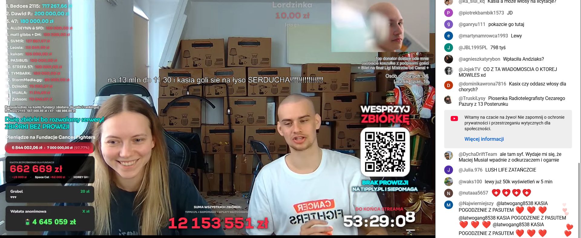 Kasix dała ogolić się na łyso na streamie Łatwoganga