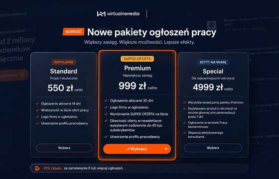 Wirtualnemedia.pl uruchamiają nowy moduł ogłoszeń o pracę