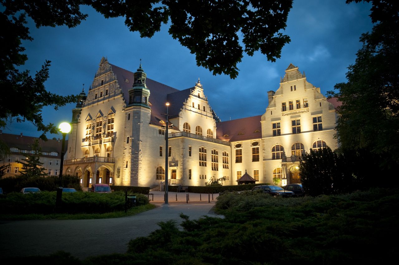 Podświetlona Aula i Collegium Minus UAM