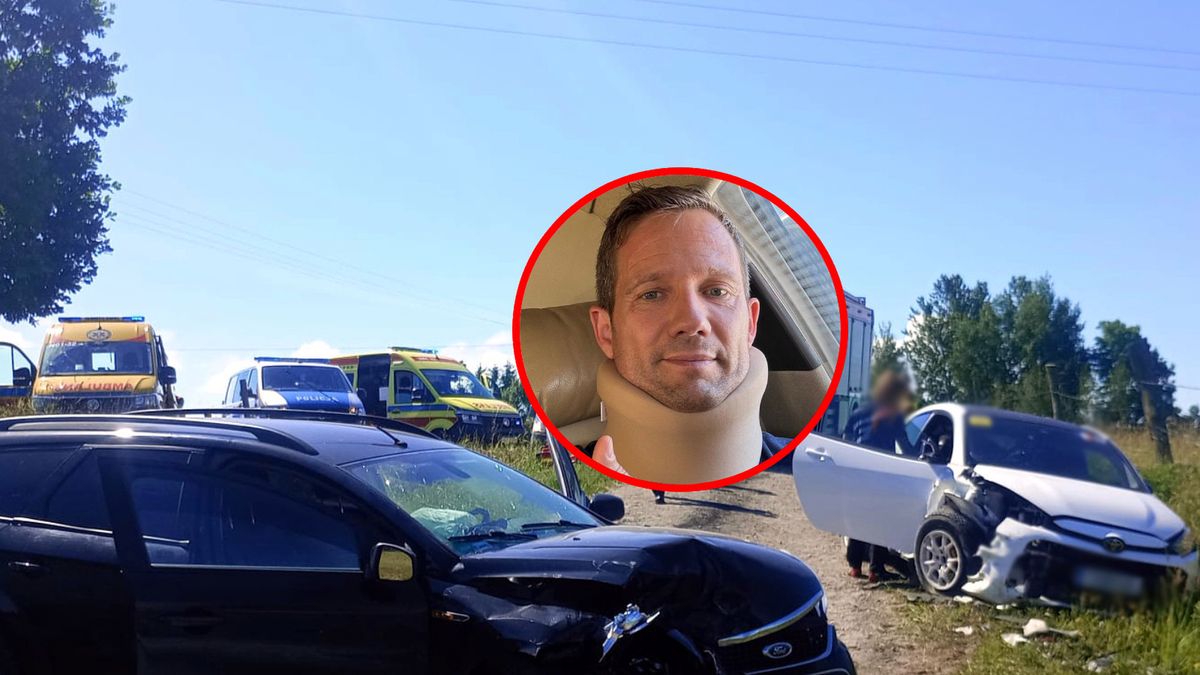Materiały prasowe / KWP Olsztyn / Instagram / Na zdjęciu: miejsce wypadku, w kółku Sebastien Ogier