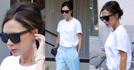 Victoria Beckham szoruje nogawkami po chodniku