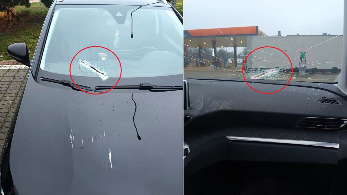 Kawałek metalu "wystrzelił" w szybę