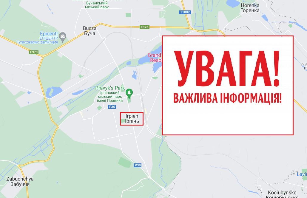 W okolicy szpitala wojskowego w Irpieniu znaleziono bombę lotniczą
