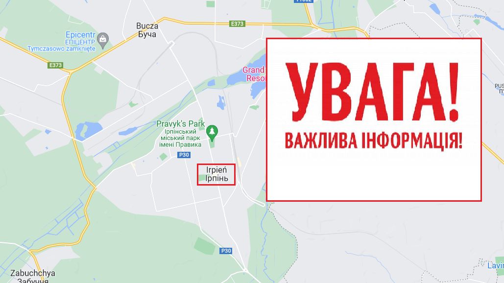 W okolicy szpitala wojskowego w Irpieniu znaleziono bombę lotniczą