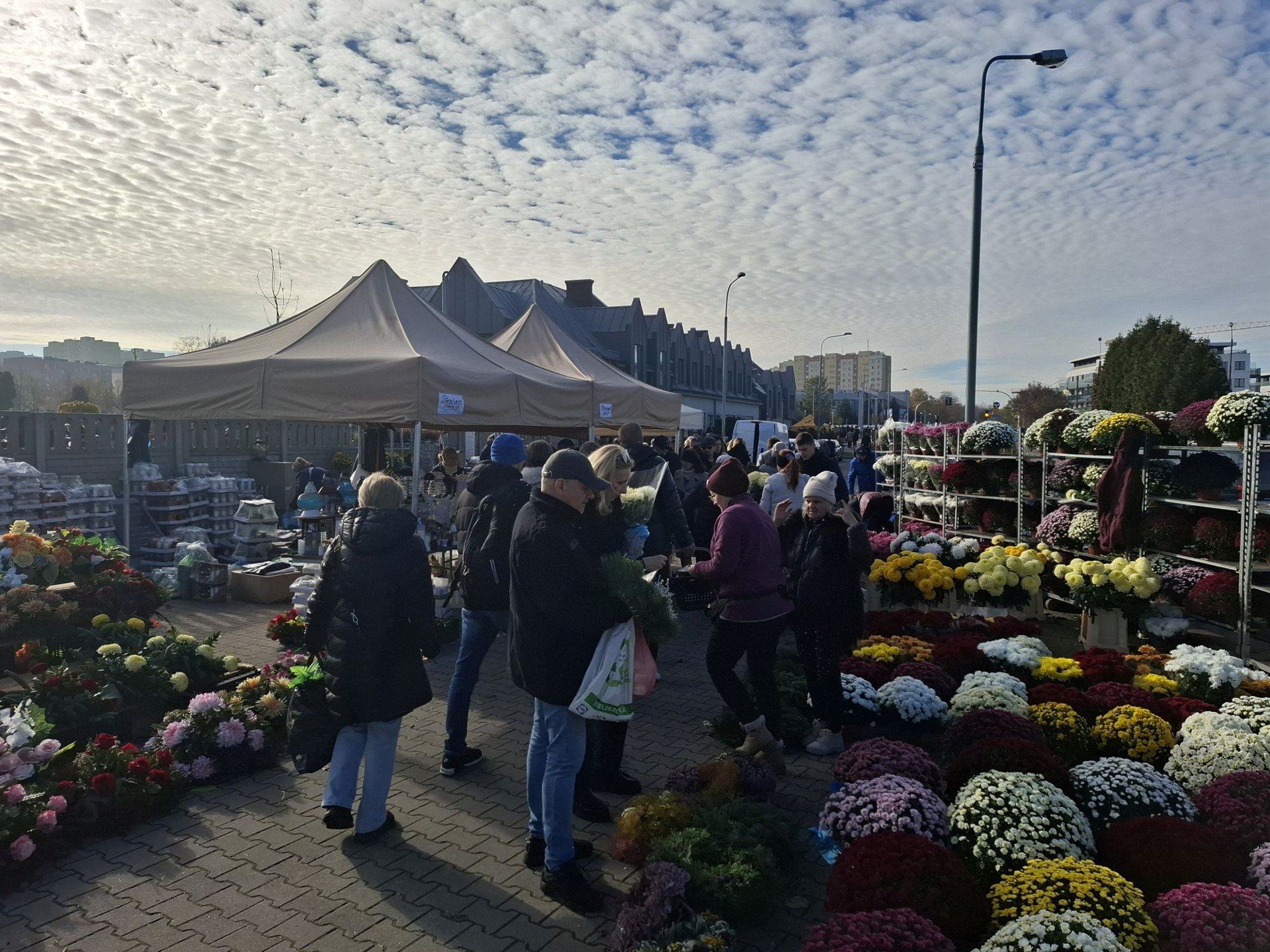 Można zakupić także kwiaty do dekoracji grobów. 