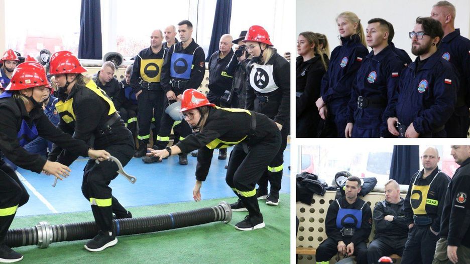 Zawody sportowo-pożarnicze 2025 w hali ZS nr 1 w Aleksandrowie Kujawskim. Wystartowały OSP z całej Polski