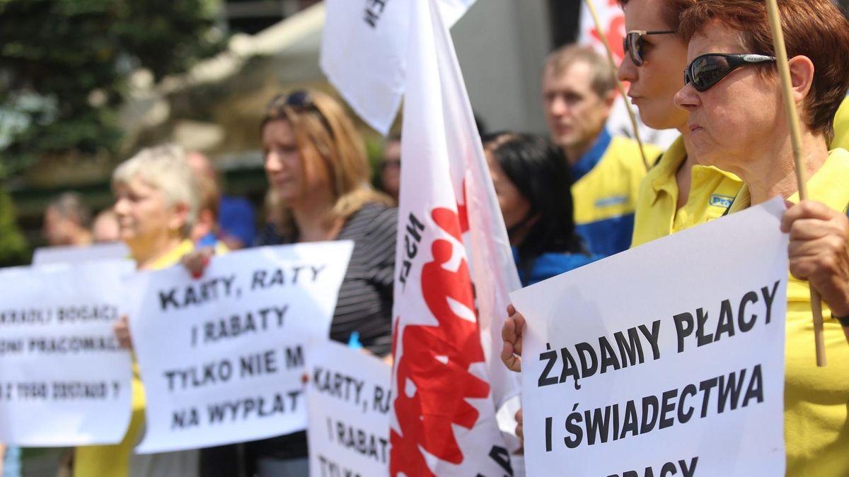22.05.2017, Dąbrowa Górnicza. Protest pracowników upadłej sieci Praktiker.