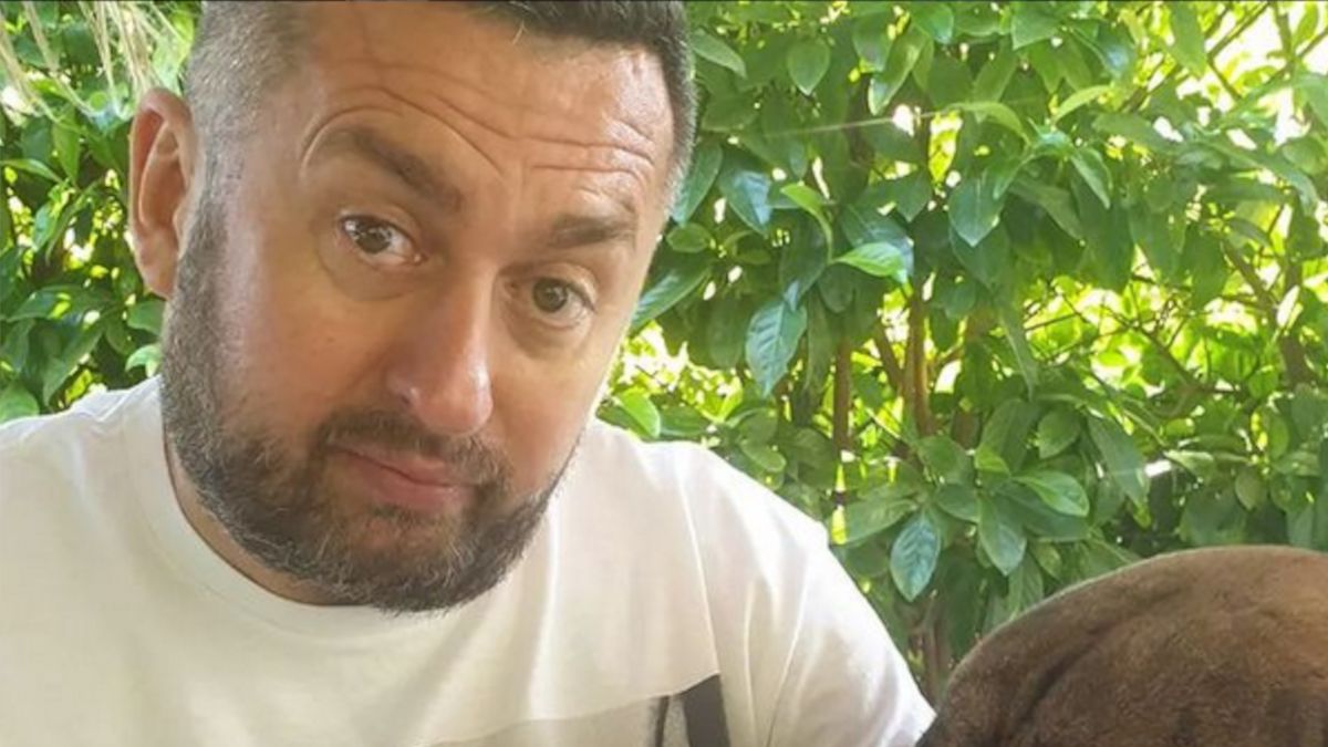 Norbert Dudzik z psem.