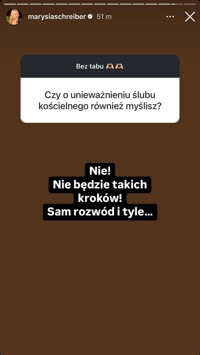 Marianna Schreiber mówi o rozpadzie małżeństwa