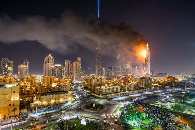Tak płonął luksusowy hotel w Dubaju