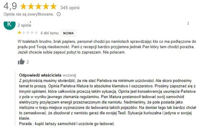 Negatywna opinia wystawiona w Internecie