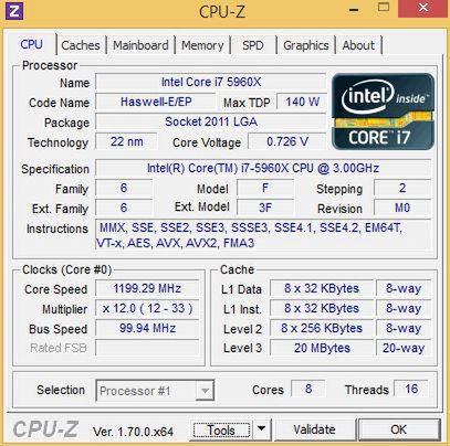 Intel Core i7-5960X - CPU-Z