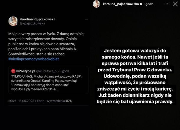 Karolina Pajączkowska komentuje pozew Michała Adamczyka