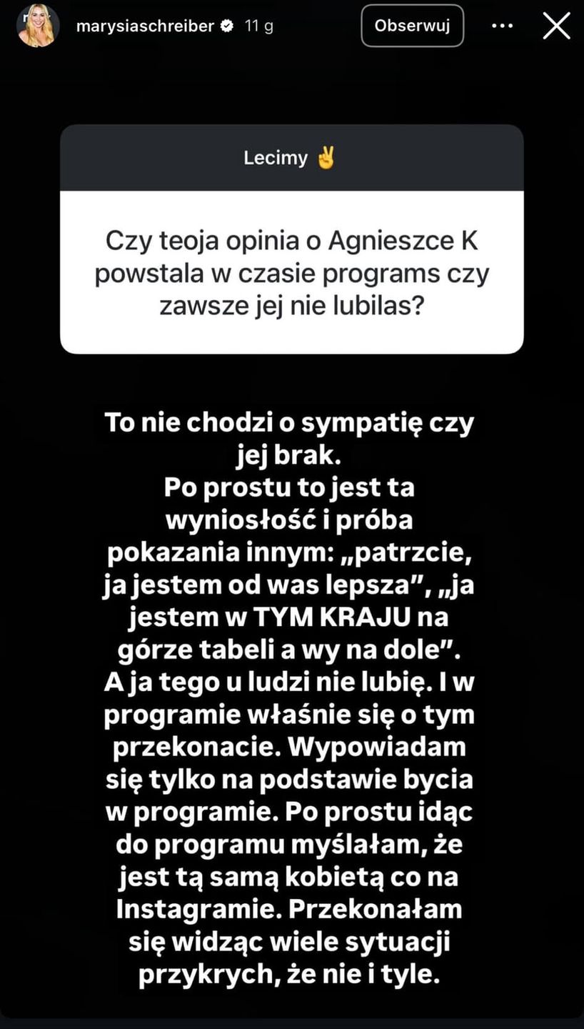 Marianna Schreiber o Agnieszce Kaczorowskiej