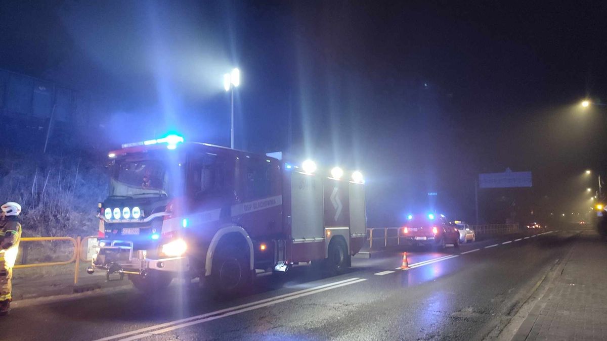 Akcja ratownicza na torach w miejscowości Wyrazów pod Częstochową.