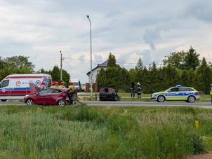 Poważny wypadek na DK9 w Sadowiu. Trzy osoby trafiły do szpitala