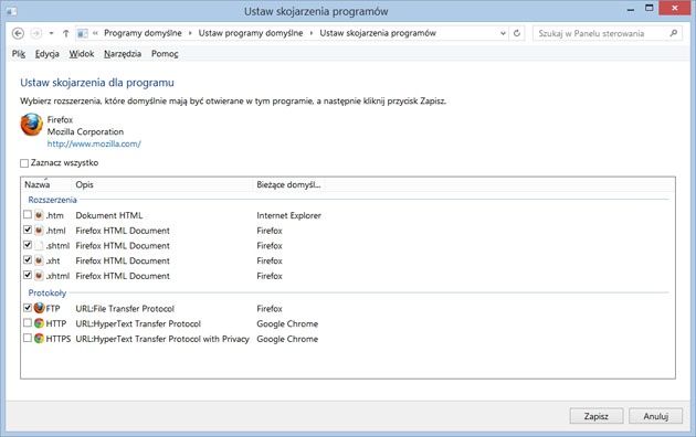 Windows 8 - programy ustawienia
