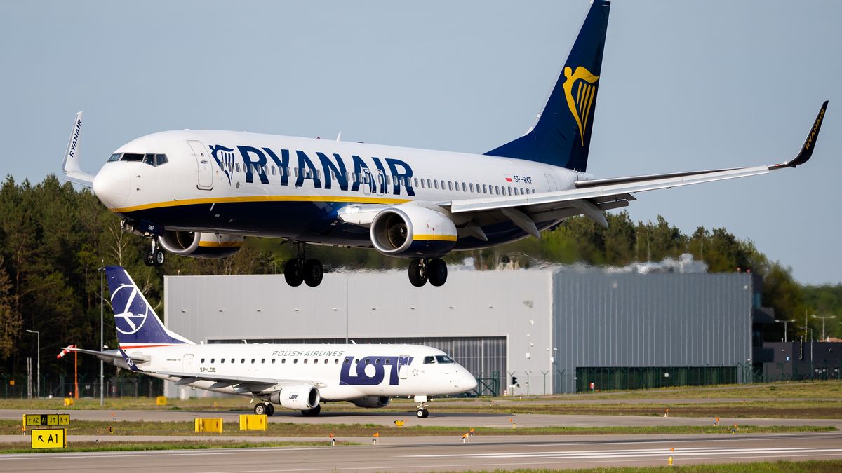 GDANSK, POLAND - 2022/05/19: Ryanair and LOT Polish Airlines planes are seen at the Lech Walesa Airport in Gdansk. (Photo by Mateusz Slodkowski/SOPA Images/LightRocket via Getty Images)
