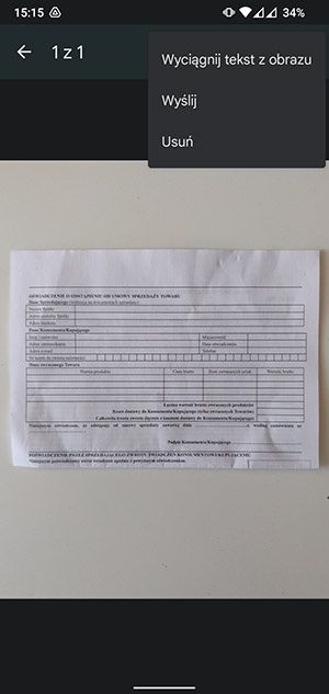 skaner OCR w Google Keep
