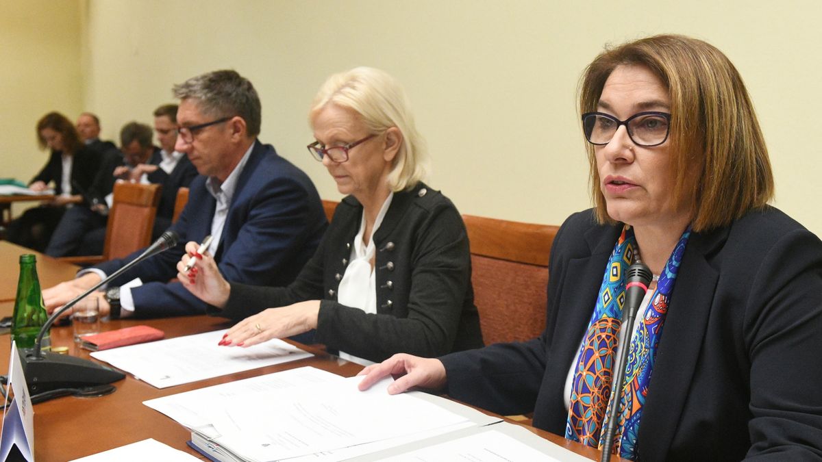 Przewodnicząca komisji Beata Mazurek, wiceprzewodnicząca Bożena Borys-Szopa i Grzegorz Matusiak podczas posiedzenie sejmowej komisji ws. projektu ustawy o ograniczeniu handlu w niedziele