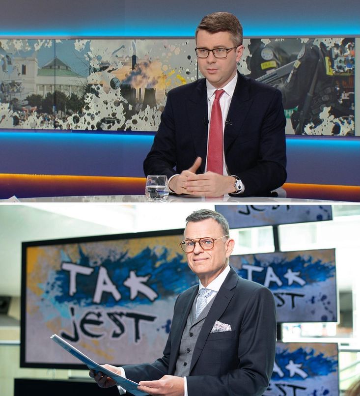 U góry kadr z programu Polsat News "Graffiti", poniżej z "Tak jest" TVN24