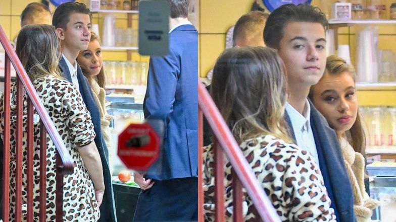 Oliwia Bieniuk z tatą i braćmi na kebabie