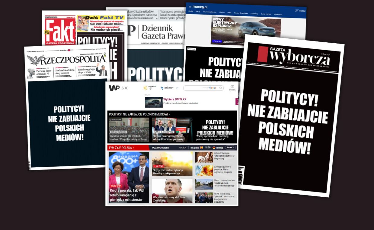 Wielki protest mediów. Czarne plansze w gazetach i na portalach