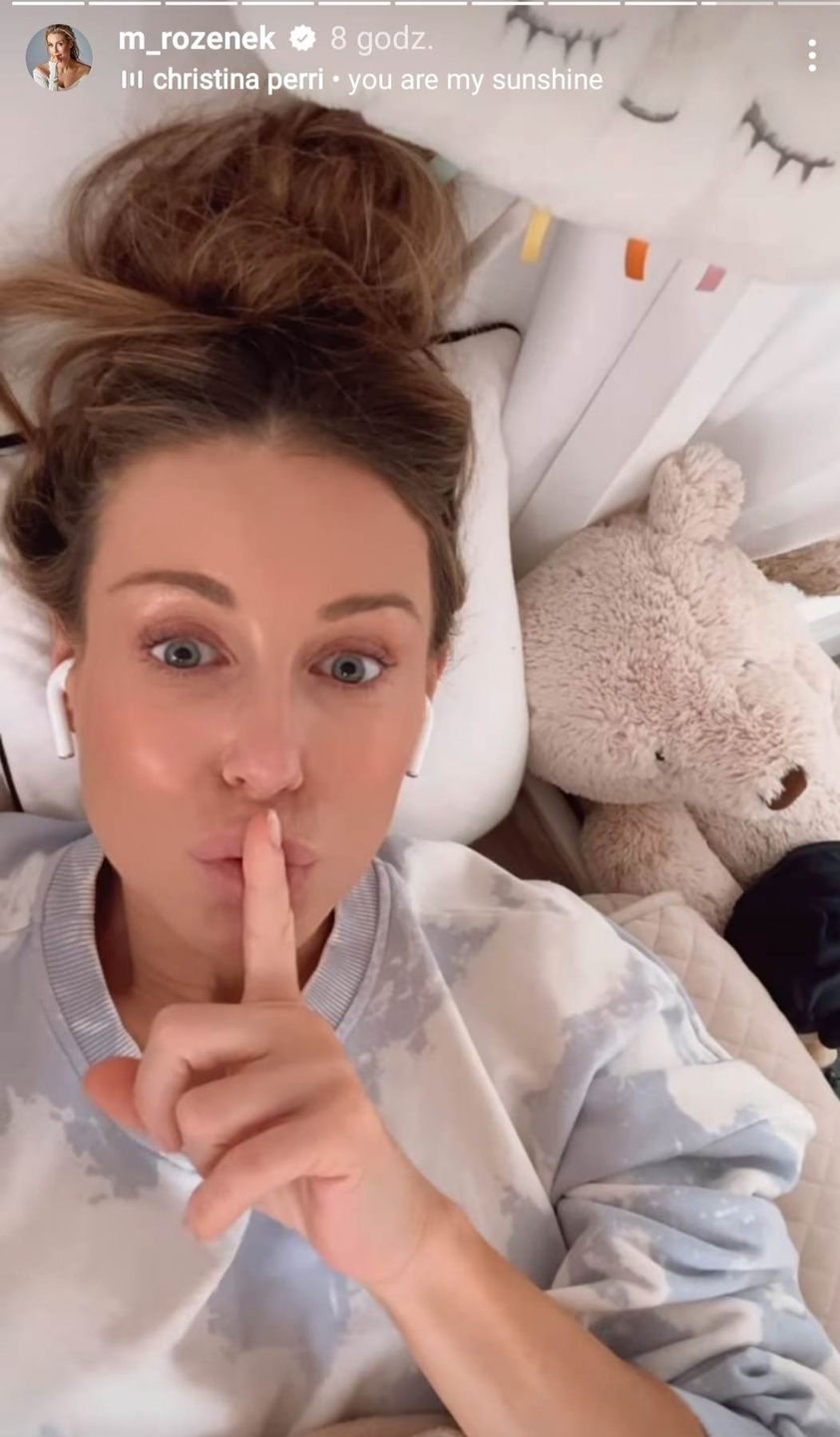 Małgorzata Rozenek i śpiący Henio