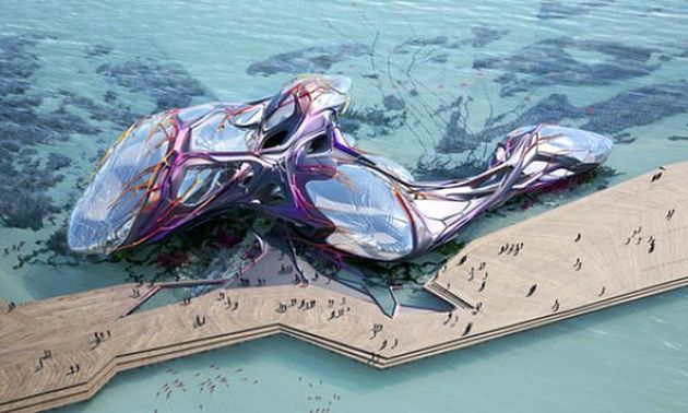 Oceaniczny i futurystyczny pawilon na EXPO w 2012 roku
