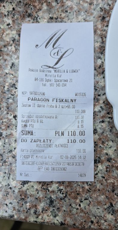 Oto cena za dwa obiady wraz z surówkami i deserami