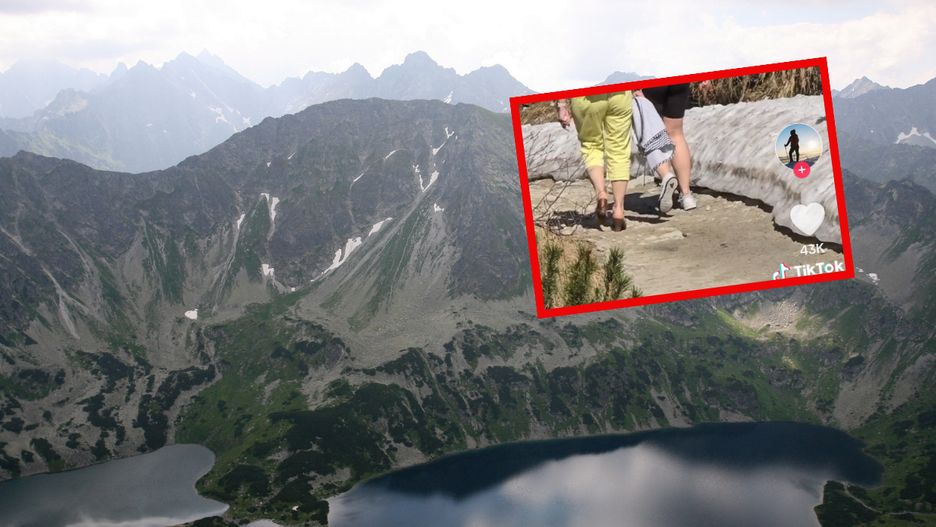 Turystka wyszła w góry w klapkach na obcasie/ TikTok