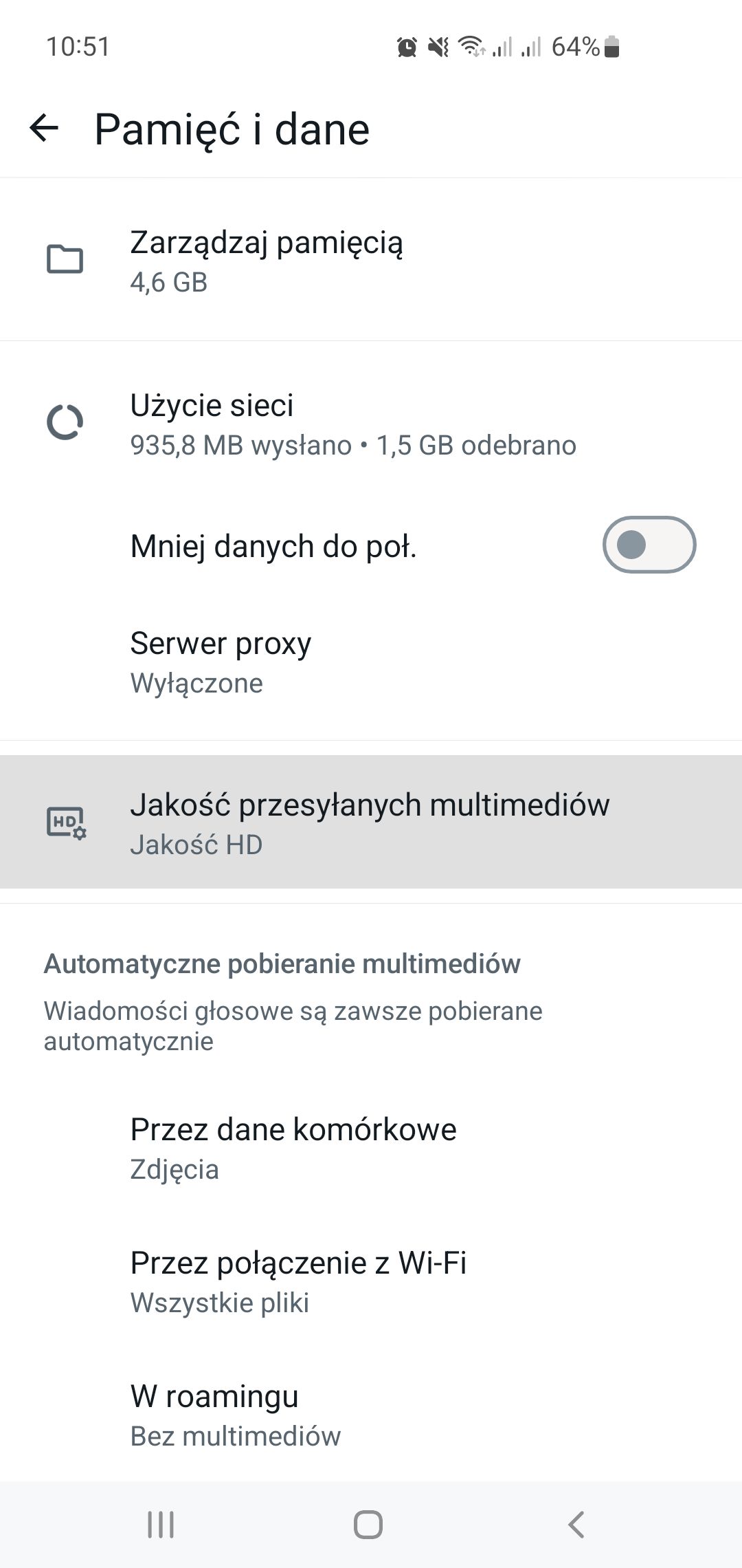 WhatsApp - ustawienia jakości zdjęć i filmów