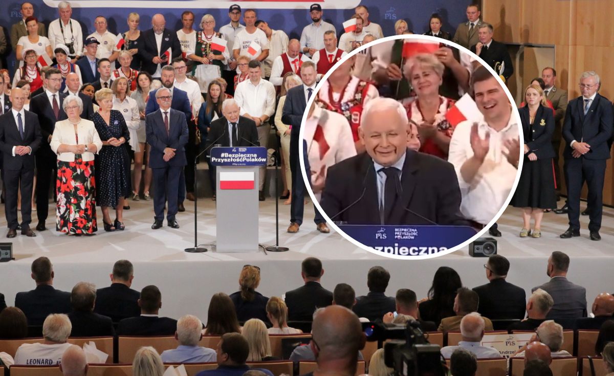 Jarosław Kaczyński podczas spotkania z wyborczego w Elblągu