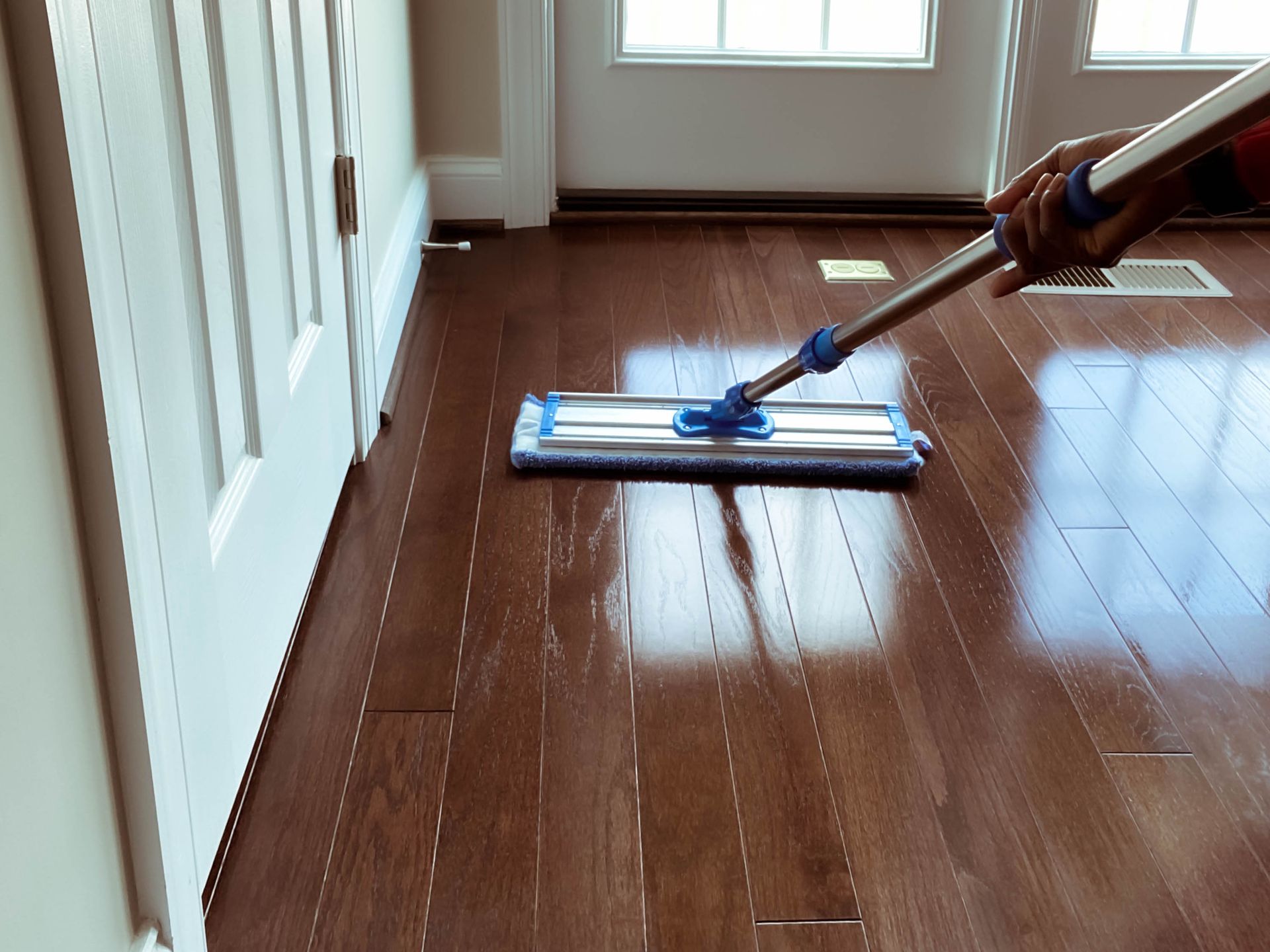 Woman Mops Floor
Close-up of unrecognizable woman mopping corner of hardwood floor
Grace Cary