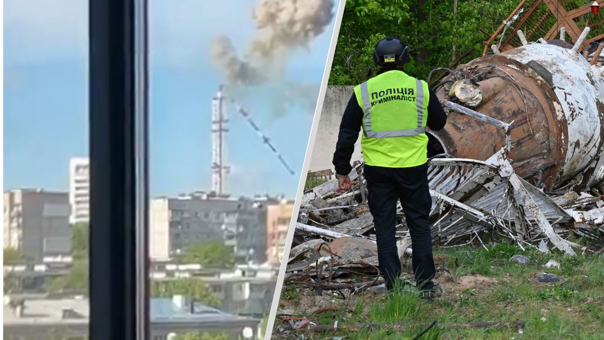 Zniszczenie wieży telewizyjnej w Charkowie
