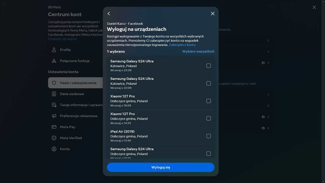 Facebook: Jak wylogować się na wszystkich urządzeniach?