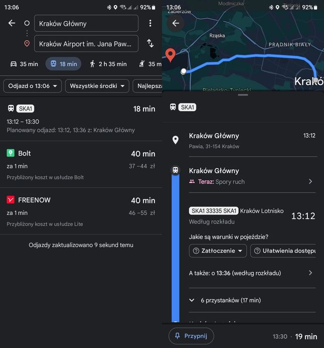 Koleje Małopolskie w Mapach Google