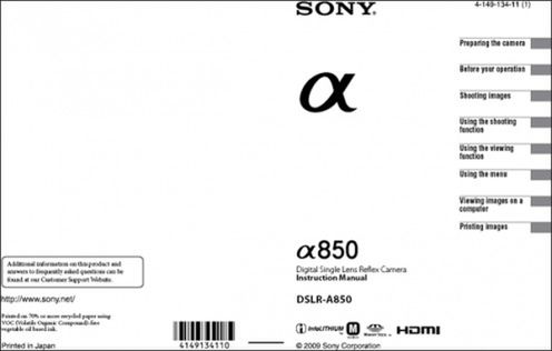 Wyciek dokumentacji nowej Sony Alfa A850 1