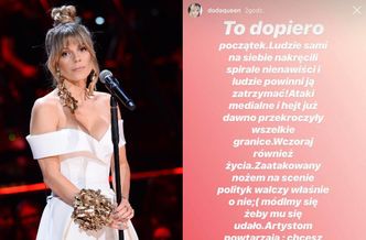 Doda o ataku na prezydenta Gdańska: "Jestem artystką i co tydzień wychodzę na scenę i nadal pragnę to robić bez strachu"