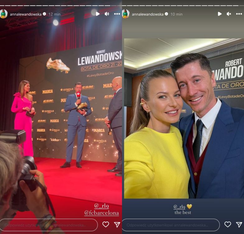 Anna i Robert Lewandowscy na gali Złotego Buta