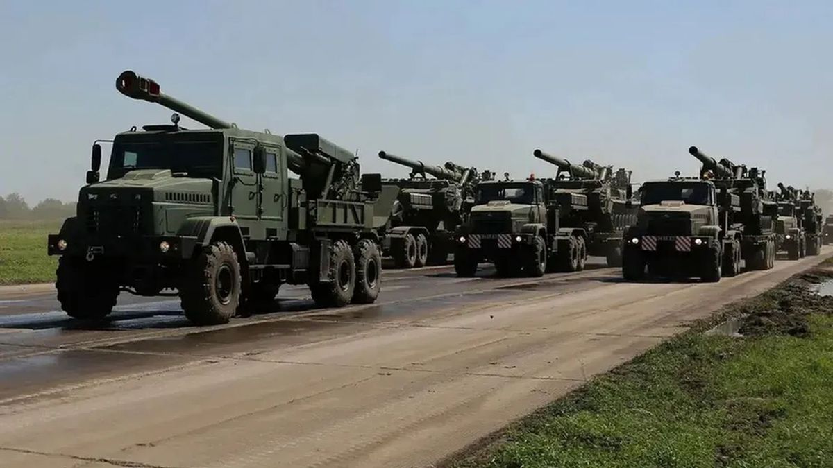 Ukraińskie haubice 2S22 Bogdana, zdjęcie ilustracyjne