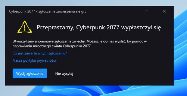 Cyberpunk 2077 błąd po patchu 1.5
