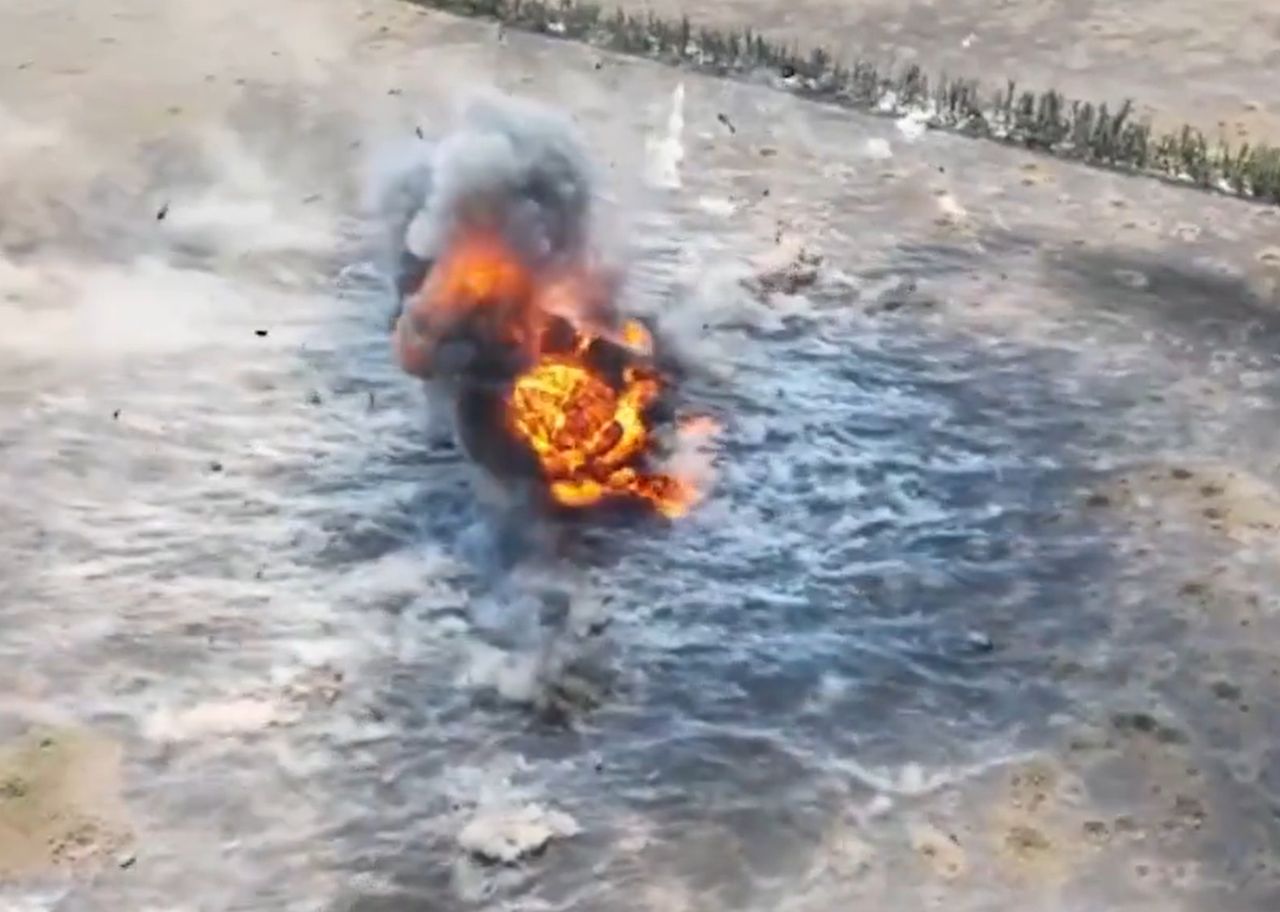 Ukrainians strike back: Turtle tank obliterated by kamikaze drone