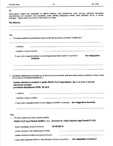  Oświadczenie majątkowe posła Artura Łąckiego