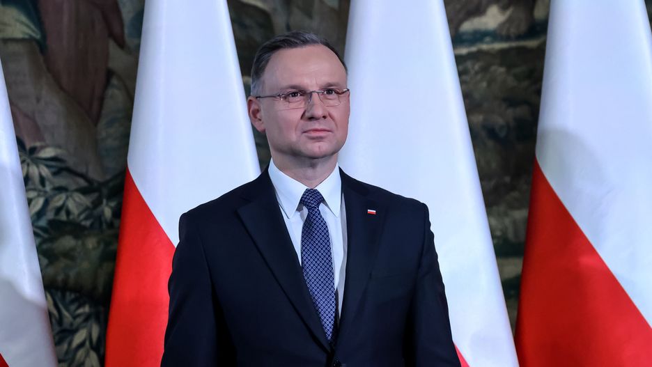 KRAKOW, POLAND - 2023/11/24: President of the Republic of Poland, Andrzej Duda attends the Plenary Meeting of the Social Committee for the Restoration of Krakow Monuments in landmark middle age architecture of Wawel castle, senator room, to celebrate and appreciate the work done to restore Krakow's medieval and more recent architecture. (Photo by Dominika Zarzycka/SOPA Images/LightRocket via Getty Images)