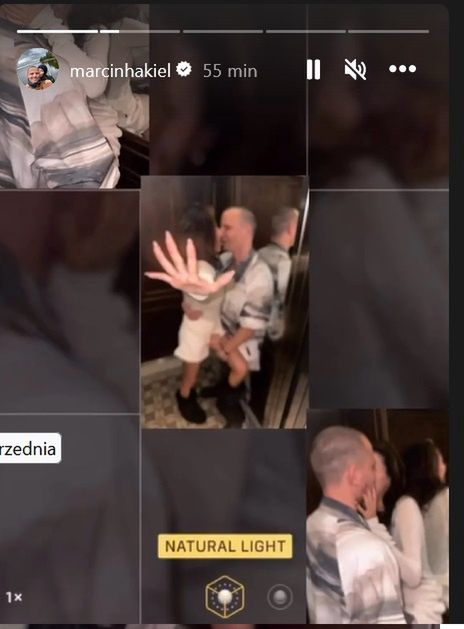 Marcin Hakiel z Dominiką w windzie