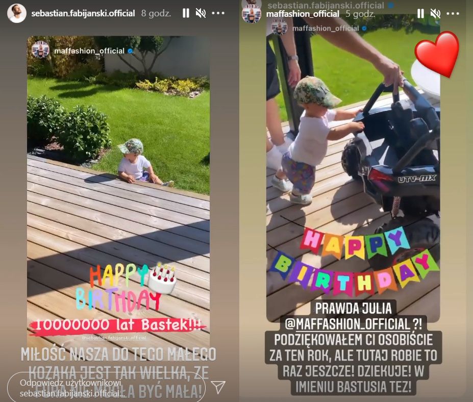 Syn Maffashion i Sebastiana Fabijańskiego skończył roczek 