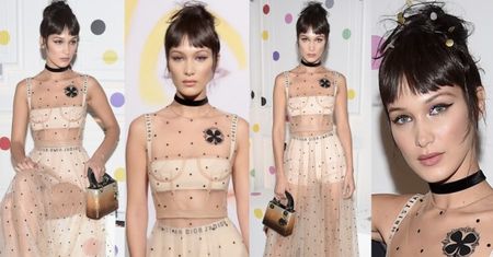 Bella Hadid w przezroczystej sukience na imprezie Diora