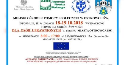 Wyznaczono termin wydawania żywności dla osób uprawnionych
