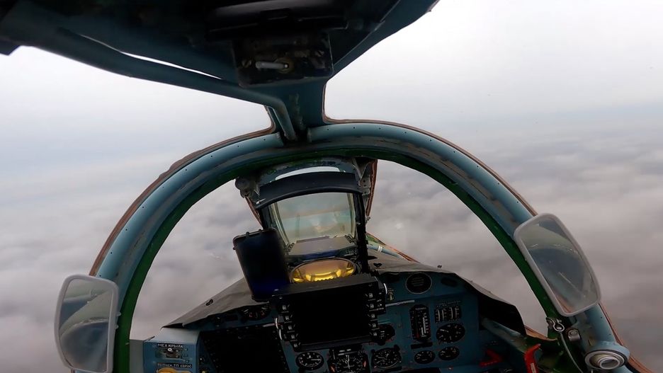 Su-25 aircraft attacks Ukrainian Armed Forces units in the Donetsk direction
DONETSK OBLAST,  UKRAINE - FEBRUARY 17: (----EDITORIAL USE ONLY  MANDATORY CREDIT - 'RUSSIAN DEFENSE MINISTRY / HANDOUT' - NO MARKETING NO ADVERTISING CAMPAIGNS - DISTRIBUTED AS A SERVICE TO CLIENTS----) A screen grab captured from a video shows the side, cockpit views of an attack aircraft, with which crews on Su-25 aircraft carried out a strike with unguided aircraft missiles against camouflaged enemy equipment and manpower by the Russian forces in the Donetsk direction, Ukraine on February 17, 2024. (Photo by Russian Defense Ministry / Handout/Anadolu via Getty Images)
Anadolu
aircraft, airstrike, fired, hit, jet, military aircraft, missiles, plane, russian army